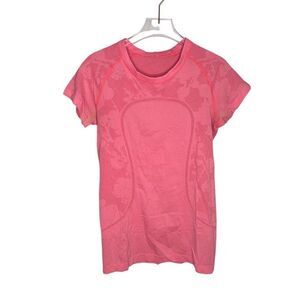Lululemon Run Swiftly Tech Short Sleeve Pink Lace Floral Crew‎ Neck Size 6 RARE!